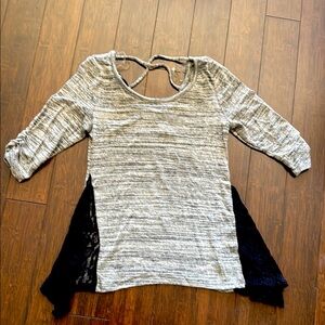 Gray and Black Asymmetrical Too with 3/4 Sleeves